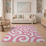 Pink Swirl Abstract Abstract Area Area Rug