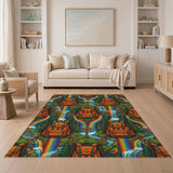 Orange Backpack Rainbow Boho Area Rug
