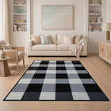 Black and White Checkered Black White Checkered Rustic Farmhouse Area Rug
