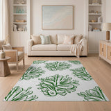 Green Koi Fish Floral Line Art Area Rug