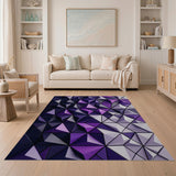 Purple Geometric Faceted Area Rug