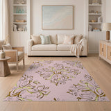 Blush Pink Gold Vine Floral Area Rug