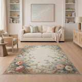 Vintage Pink Peony Floral Frame Rug