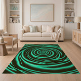 Teal Swirl Hypnotic Geometric Area Rug