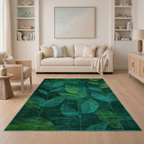 Emerald Green Abstract Leaf Area Rug