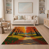 Autumn Orange Tree-Lined Path Rug