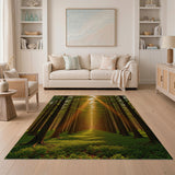 Sunlit Forest Pathway Area Rug