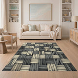 Grey Woven Plank Geometric Area Rug