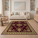 Burgundy Gold Ornate Persian Area Rug