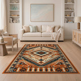 Orange Southwestern Diamond Geometric Rug