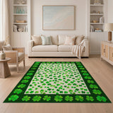 Lucky Four-Leaf Clover Scatter Green Area Rug