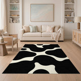Bold Organic Abstract Black White Area Rug