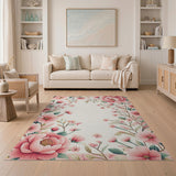 Blush Peony Floral Area Rug