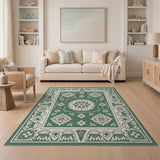 Traditional Persian Green Ornate Green Persian Floral Area Rug