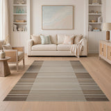 Striped Brown Tan Woven Area Rug