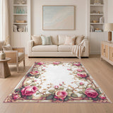 Pink Rose Floral Vintage Pink Area Rug