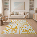Geometric Modern Orange Vibrant Orange Geometric Modern Area Rug