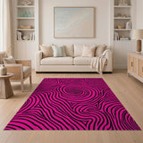 Bold Pink Swirl Zebra Area Rug