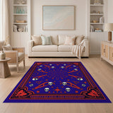 Purple Skulls Vines Area Rug