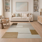 Modern Geometric Brown Tan Brown and Tan Area Rug
