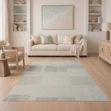 Beige Geometric Block Modern Area Rug