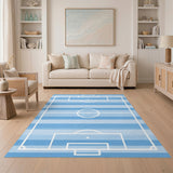 Blue Soccer Field Kids Area Rug