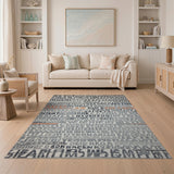 Abstract Typographic Grey Area Rug