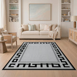 Black and White Black White Greek Key Border Area Rug