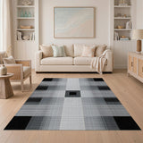 Black White Geometric Grid No. 7 Area Rug