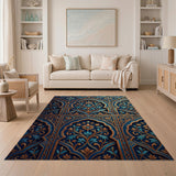 Teal Gold Ornate Persian Arch Rug