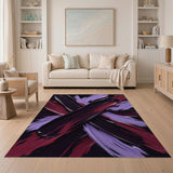 Purple Purple Brushstroke Abstract Area Rug