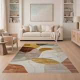 ODIKA Washable Mid-Century Modern Abstract Area Rug, Low Pile Non-Slip Rug for Living Room