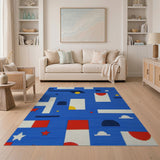 Geometric Modern Bold Blue Geometric Abstract Area Rug