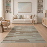 Modern Brown Stripe Beige Area Rug