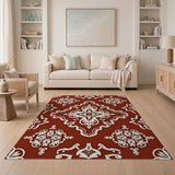 Ornate Red Damask Persian Area Rug