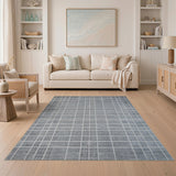Modern Grey Grid Geometric Area Rug