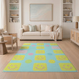 Multi-color and Patterns Playful Smiley Faces Multi-Color Area Rug