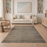 Striped Brown Tan Distressed Area Rug