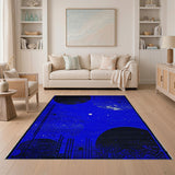 Cosmic Nebula Blue Geometric Area Rug