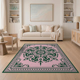 Pink Green Traditional Persian Area Rug