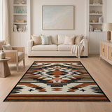 Southwestern Geometric Area Rug Rust Brown Tan