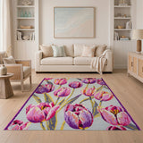 Vibrant Pink Tulip Floral Area Rug