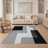 Geometric Modern Black and White Black White Geometric Abstract Area Rug
