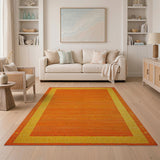 Geometric Modern Orange Vibrant Orange Geometric Area Rug