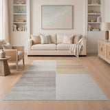 Modern Beige Neutral Striped Block Area Rug