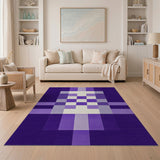 Purple Geometric Grid Area Rug