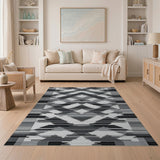 Bold Black White Geometric Zigzag Black and White Area Rug