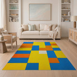 Multi-color and Patterns Vibrant Geometric Block Area Rug