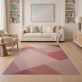 Blush Pink Geometric Patchwork Area Rug
