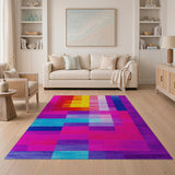 Vibrant Geometric Color Block Area Rug